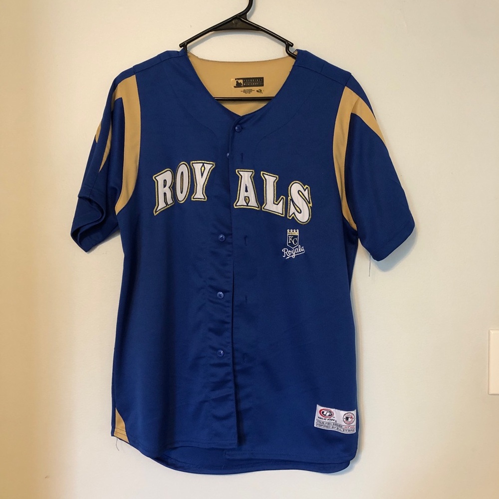 Blue and Gold Kids Kansas City Royals Jersey Style Shirt